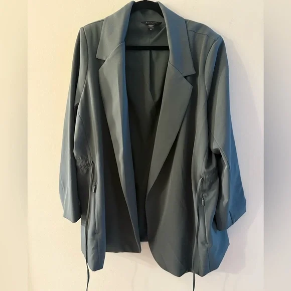 Athleta Blazer Womens Sz 20 Endless Primatwill Jacket Sage Green Open Tie Front - Picture 1 of 4